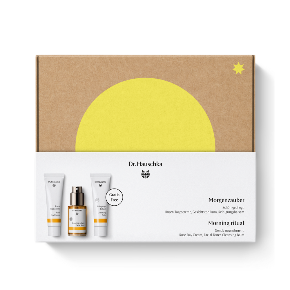 Dr. Hauschka Morning Ritual Gift Set // Gentle Cleanser for Sensitive Skin, Soothing and Calming Cleanser, Best Cleansing Balm, Best Cleanser, Hydrating Toner, Toner for Sensitive Skin, Poreless Toner, Hydrating Moisturiser for Dry Skin, Daily Moisturizer