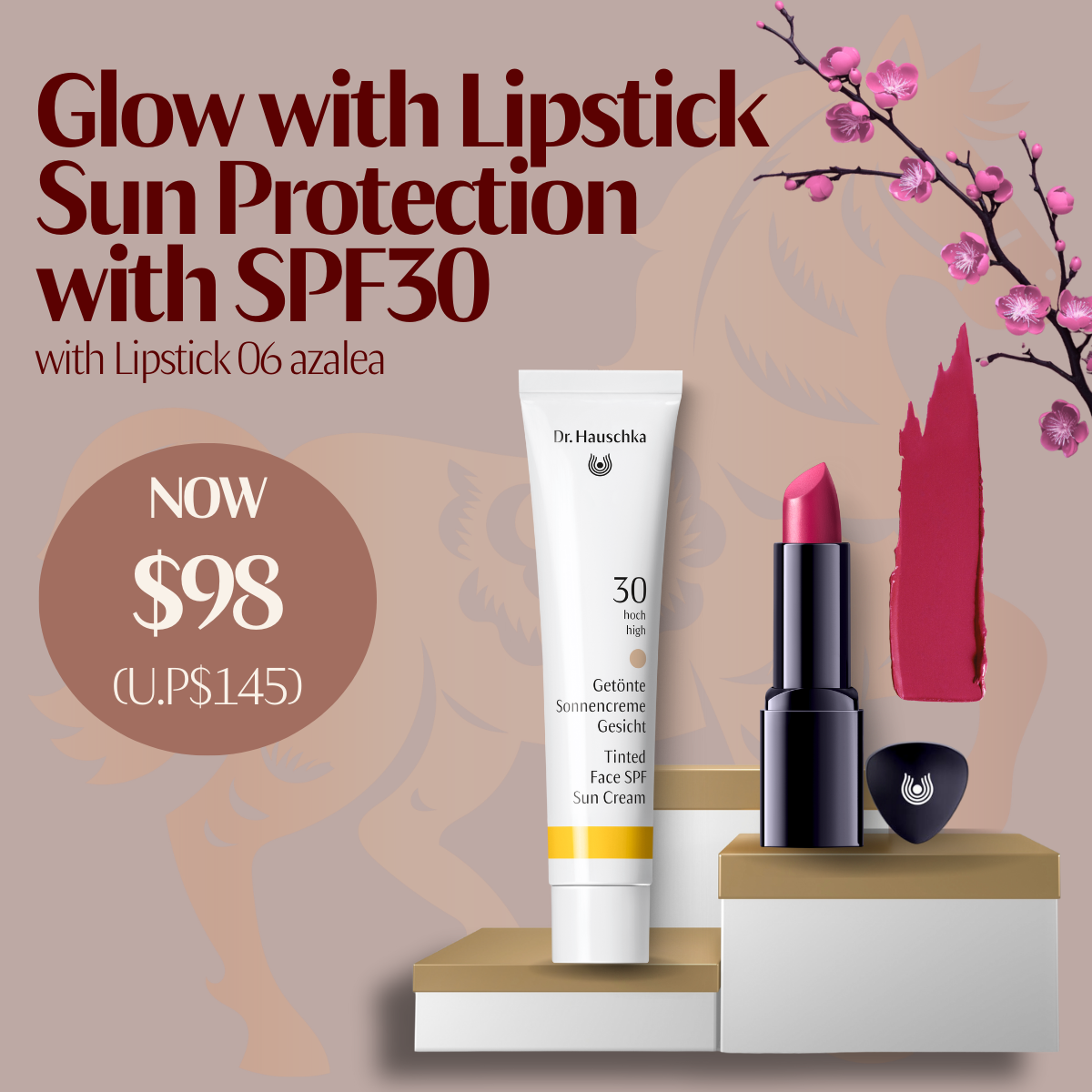 Glow with Lipstick Sun Protection with SPF30