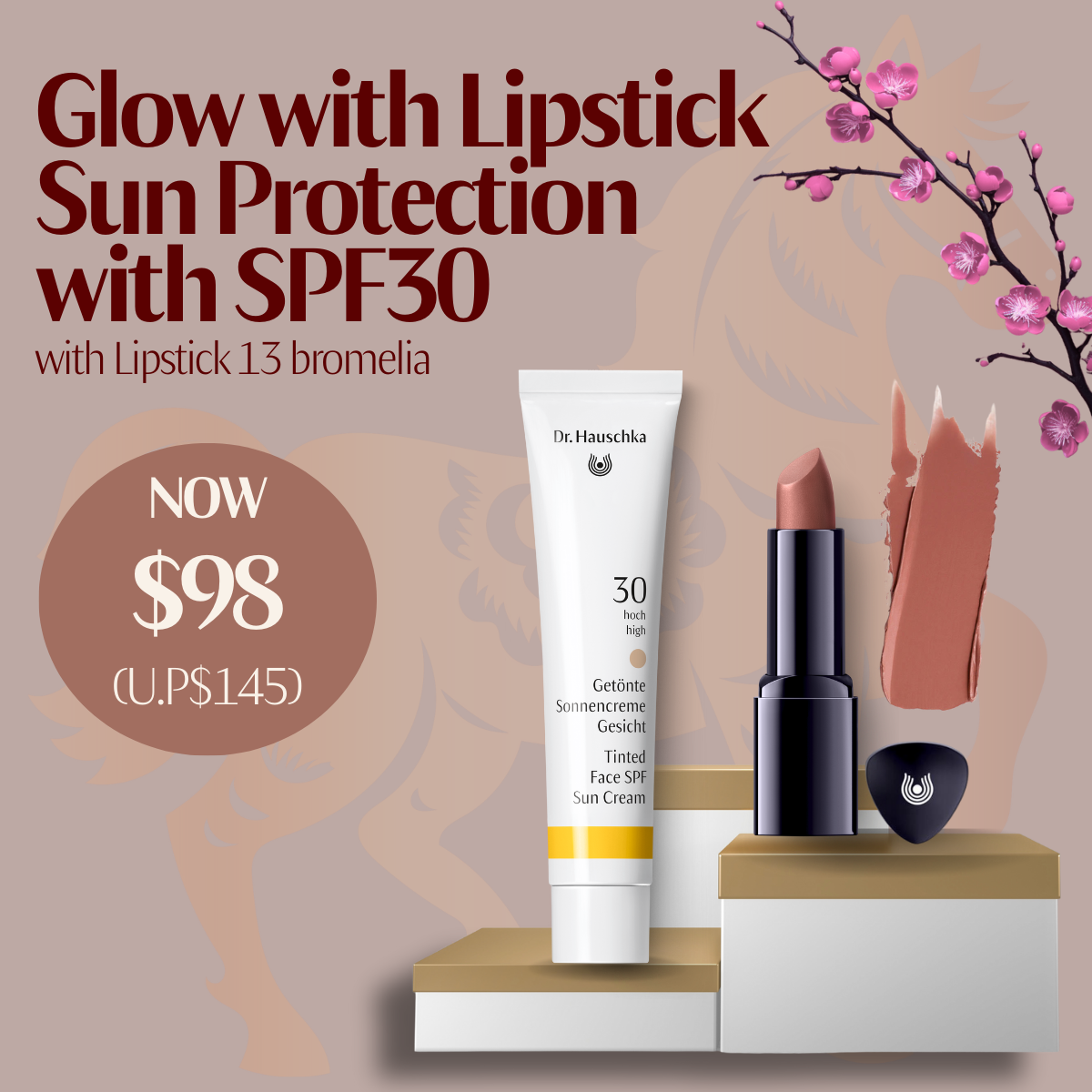 Glow with Lipstick Sun Protection with SPF30