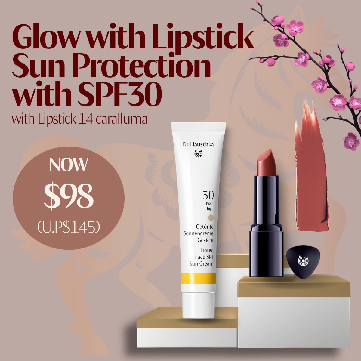 Glow with Lipstick Sun Protection with SPF30