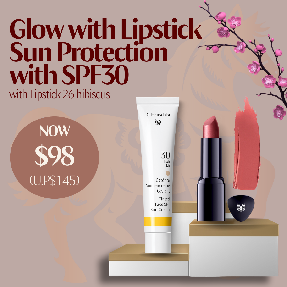 Glow with Lipstick Sun Protection with SPF30