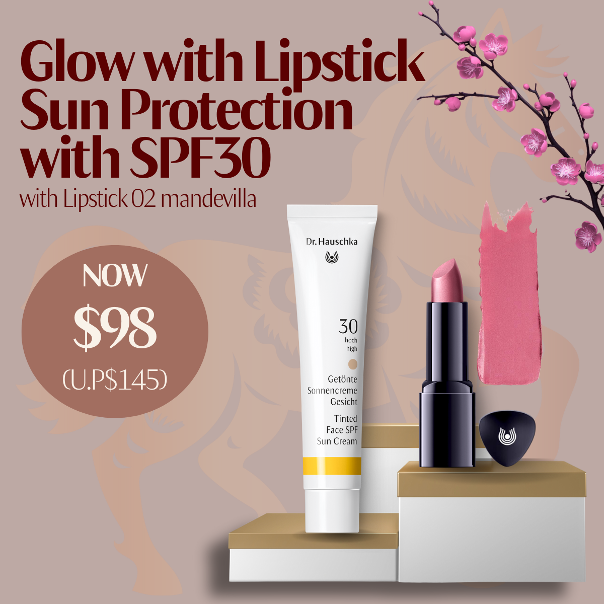 Glow with Lipstick Sun Protection with SPF30